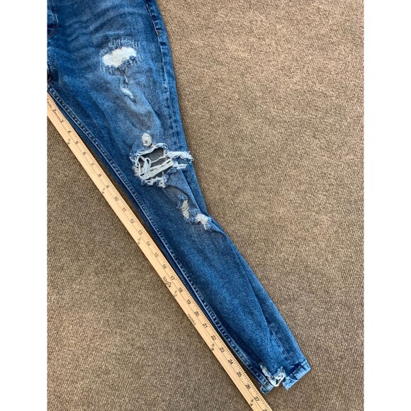 Zara Jeans Womens 31 High Rise Distressed Skinny Shark Bite Hem Stretch Denim - Picture 6 of 9
